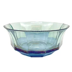 Faceted Blue-To-Green Crystal Salad Bowl