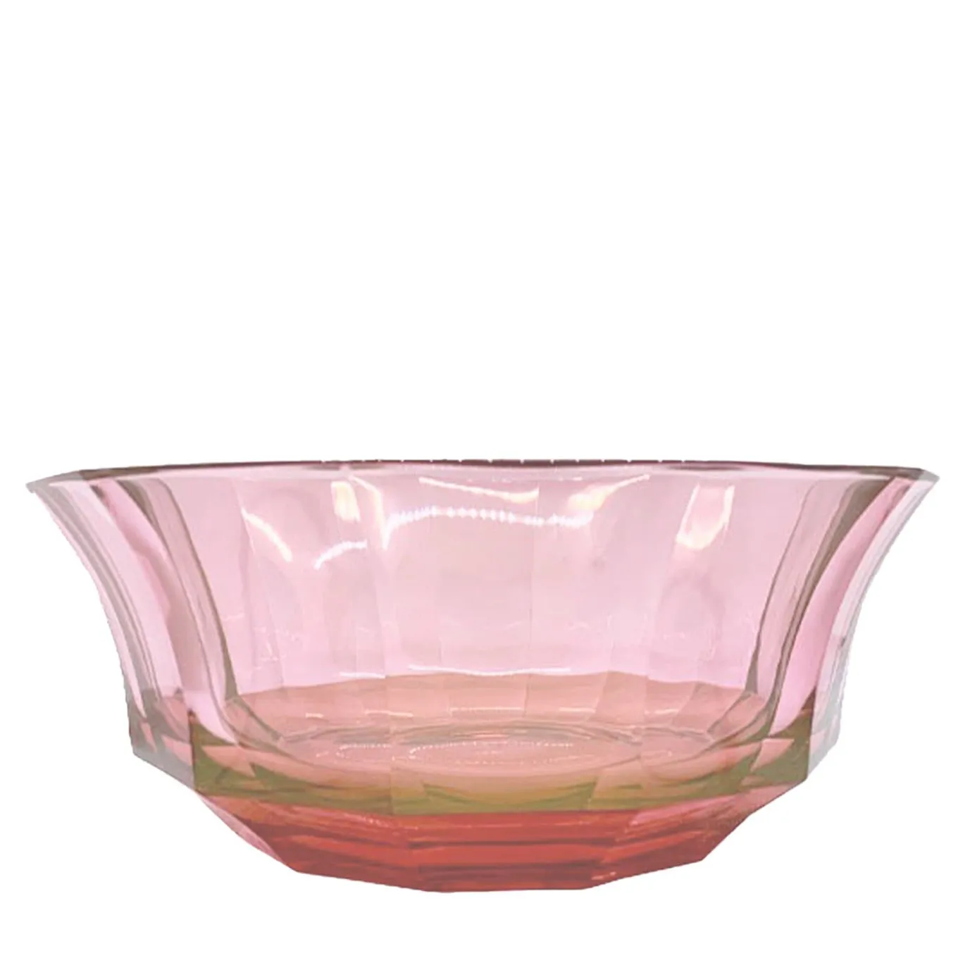 Faceted Red-To-Pink Crystal Dessert Bowl