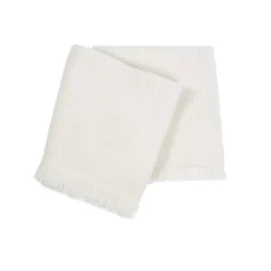 Farnese Cream 100% Cashmere Single Plaid with short fringes