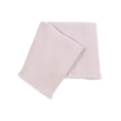 Farnese Soft Pink 100% Cashmere Single Plaid with short fringes