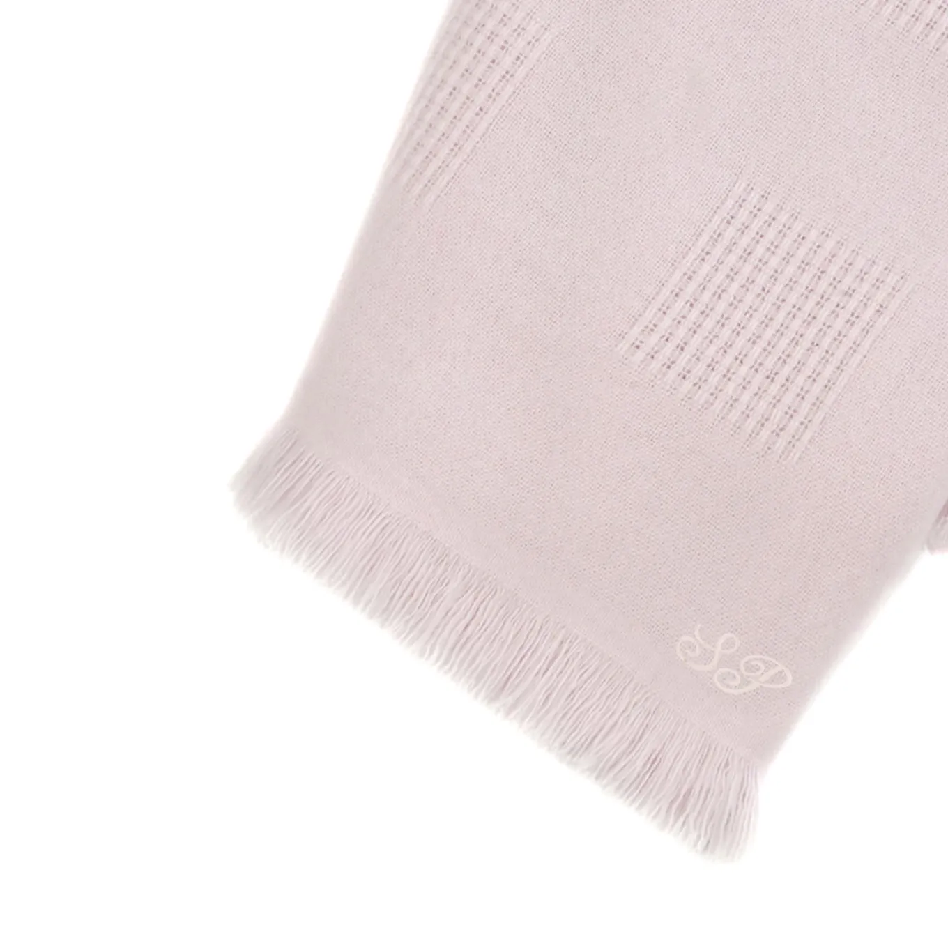 Farnese Soft Pink 100% Cashmere Single Plaid with short fringes