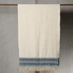 Feaci Embroidered Blue & White Blanket
