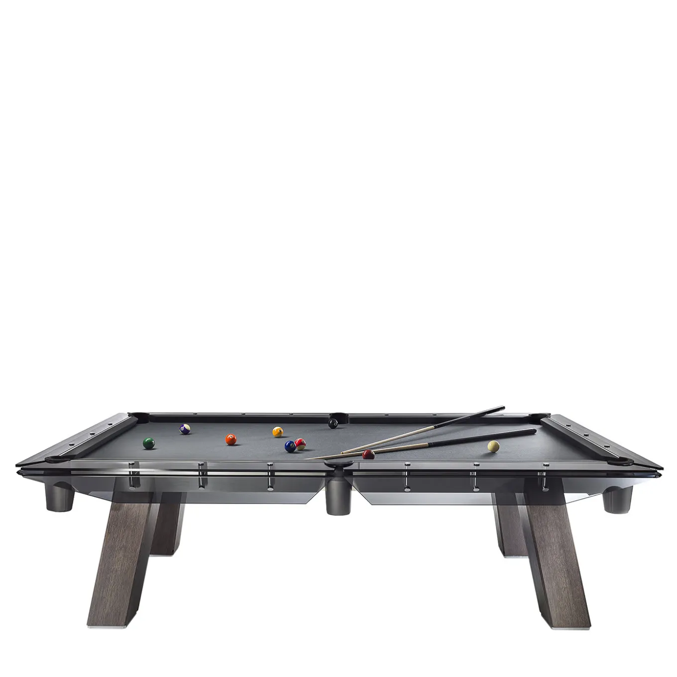 Filotto Black Pool Table with Wooden Legs