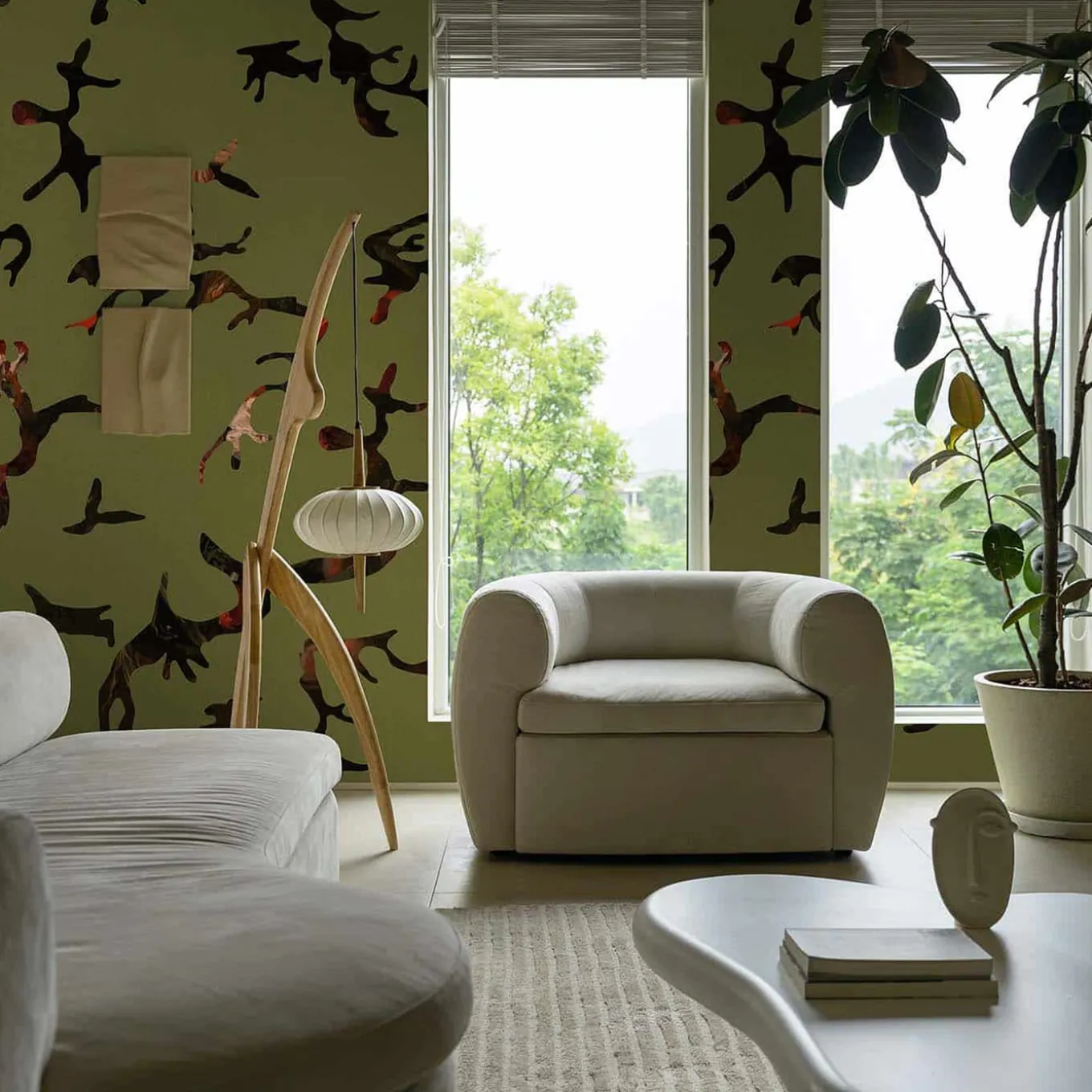 Find Me In The Dark Army Green Wallpaper by Magnus Gjoen