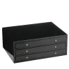 Firenze Black 3-Drawer Pen Box