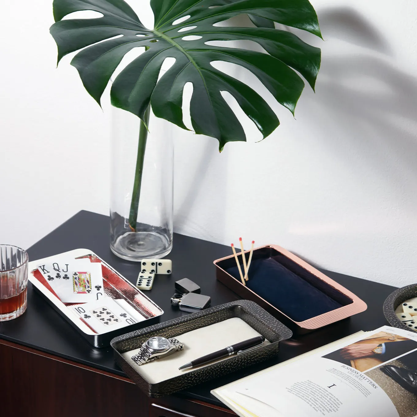 Firenze Rectangular Copper and Blue Empty Pocket Tray