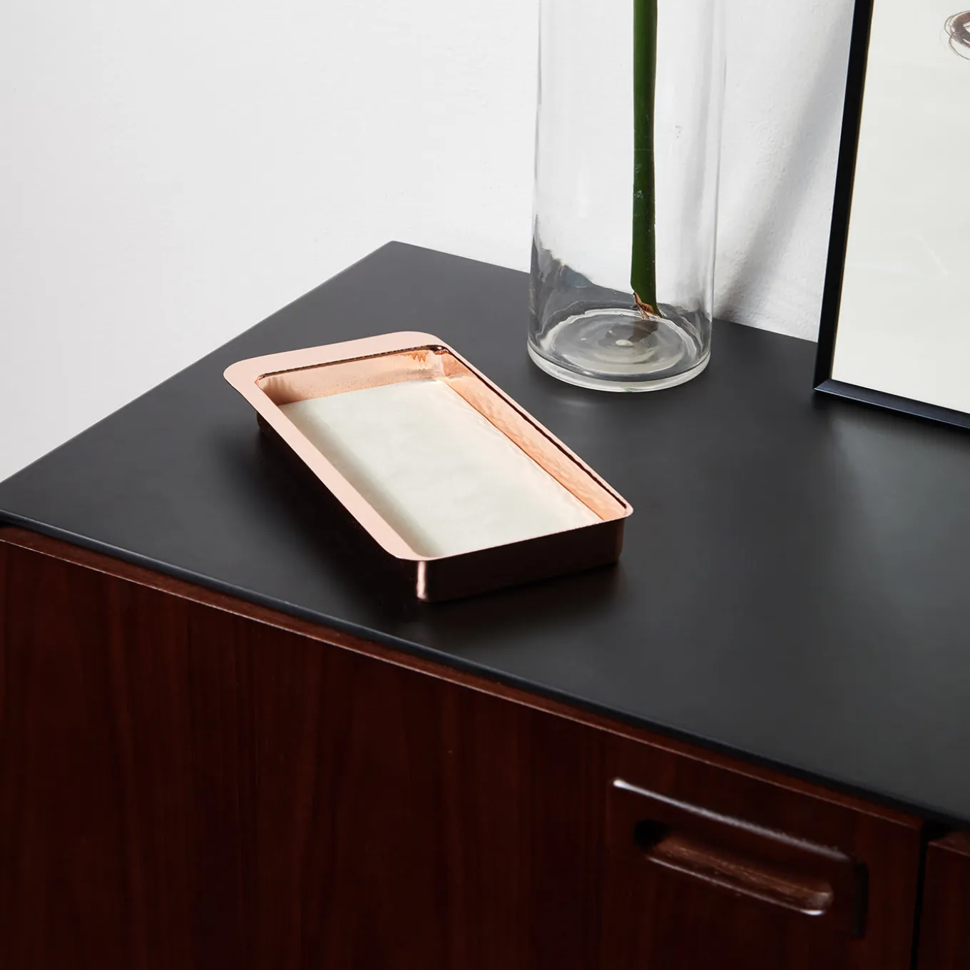 Firenze Rectangular Copper and Cream White Empty Pocket Tray