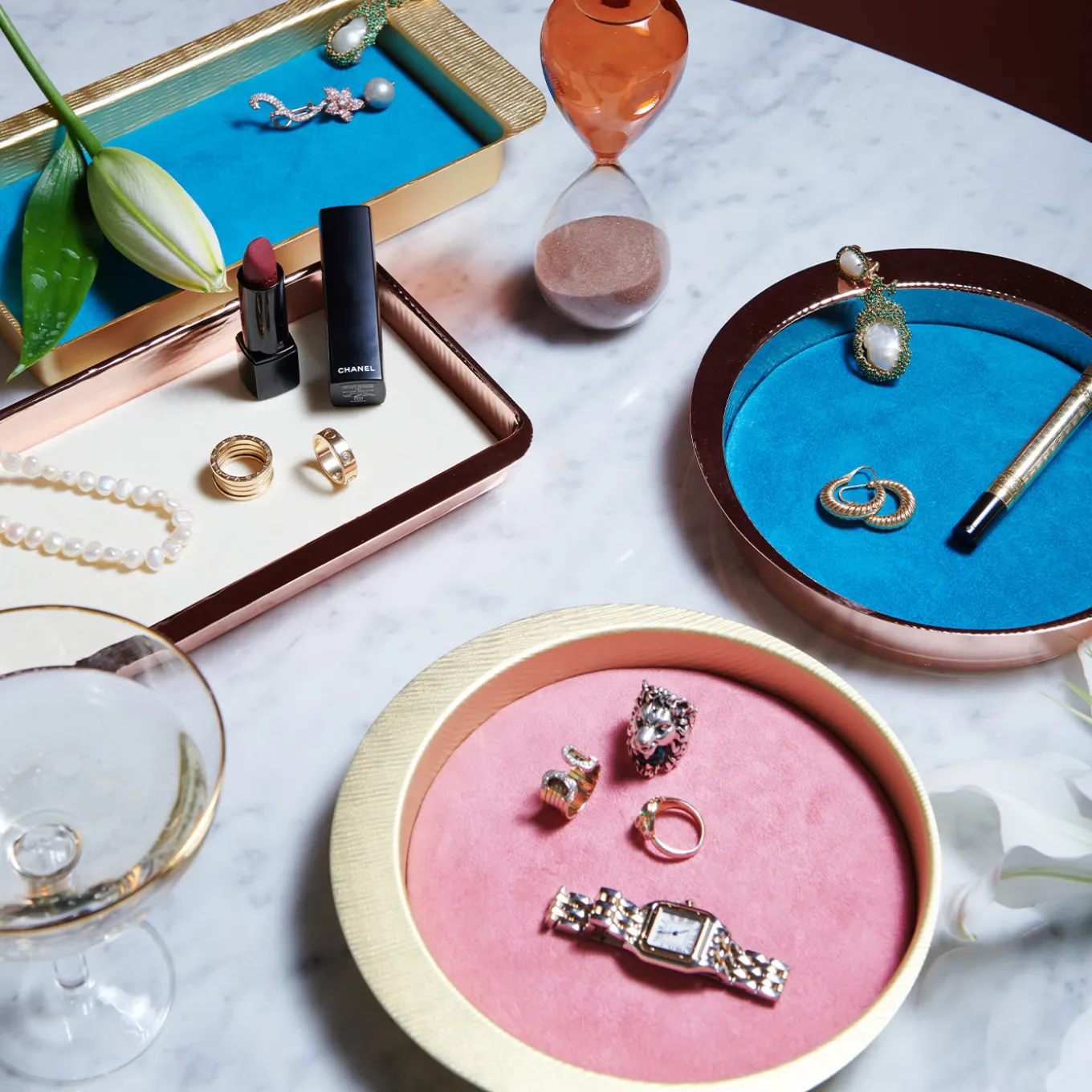 Firenze Rectangular Copper and Cream White Empty Pocket Tray