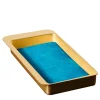 Firenze Rectangular Gold and Light Blue Empty Pocket Tray