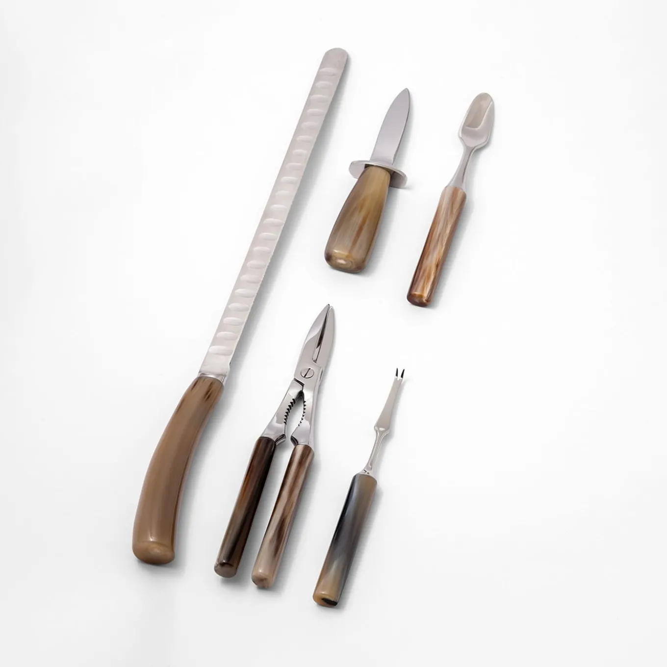 Fish and Shellfish Deluxe Cutlery Set in Natural Horn