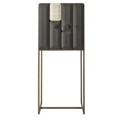 Five Points Smoked Gray Wood And Marble Bar Cabinet