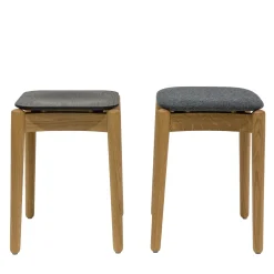 Fizz Low Stool in Oak with Upholstered Seat by Lorenz+Kaz