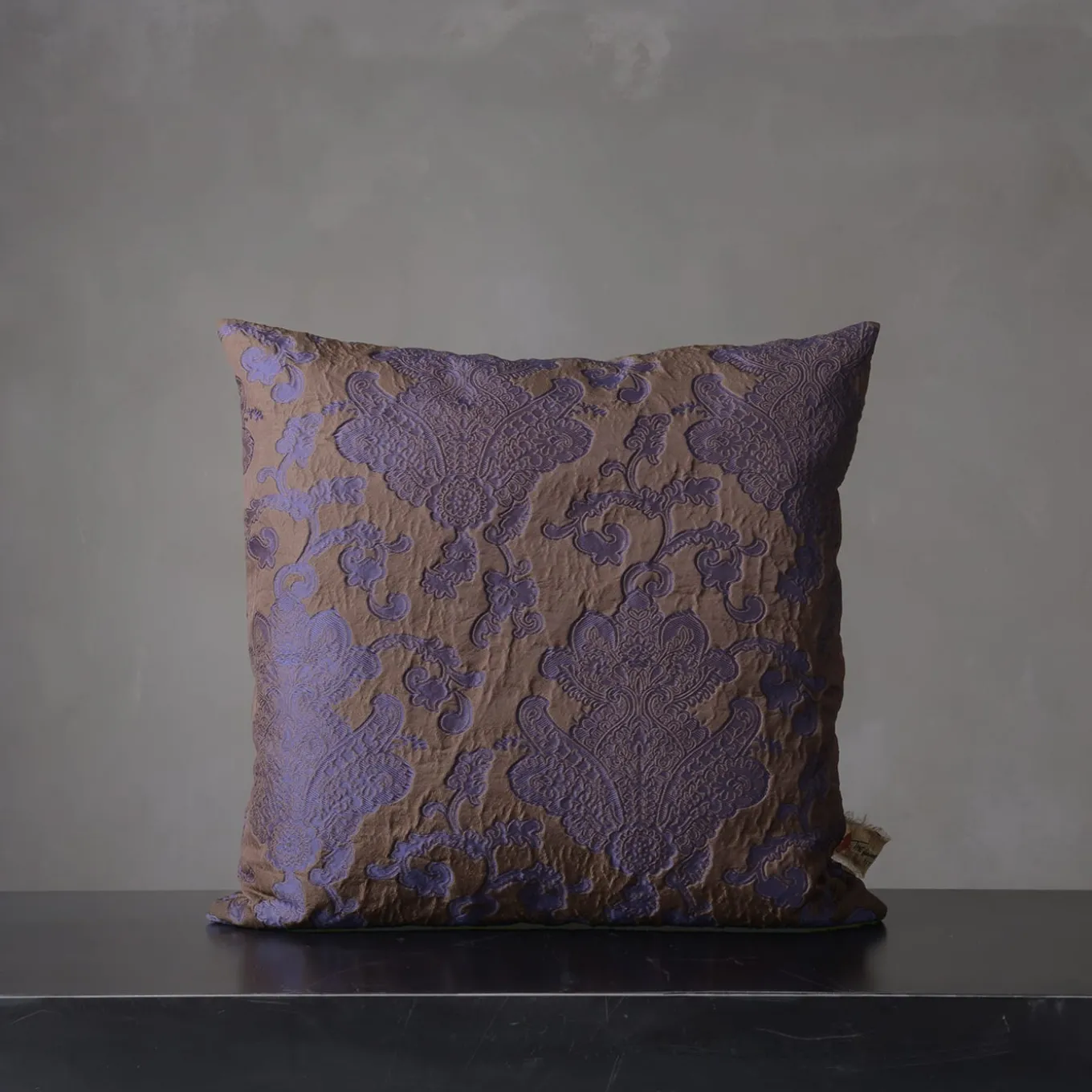 Flannel Square Floral Purple Jacquard Cushion