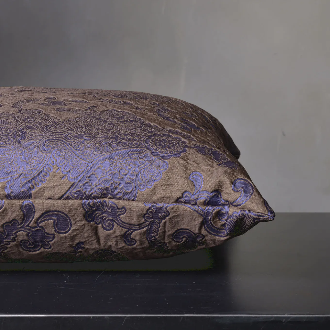 Flannel Square Floral Purple Jacquard Cushion