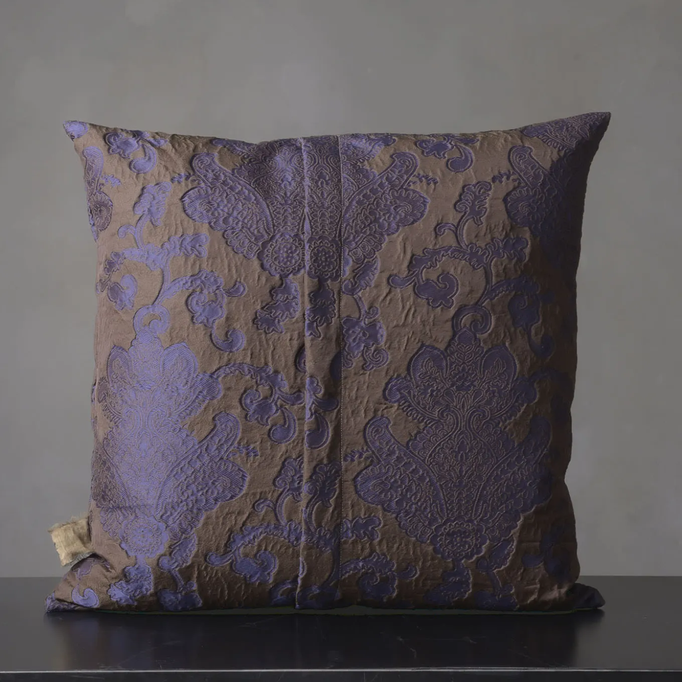 Flannel Square Floral Purple Jacquard Cushion