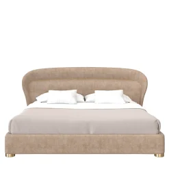 Flare 02 Upholstered Beige Velvet Bed