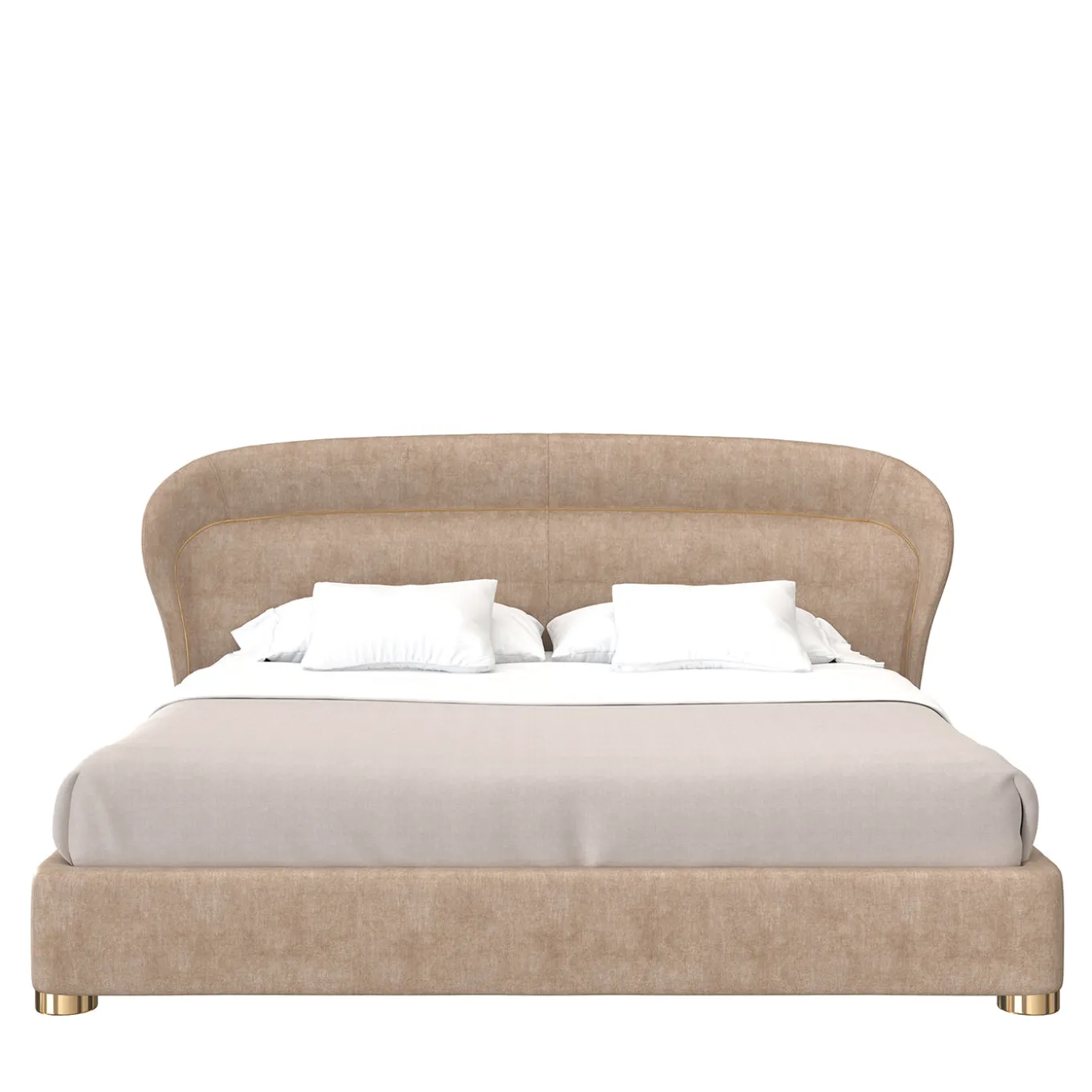 Flare 02 Upholstered Beige Velvet Bed