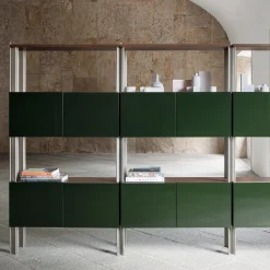 Flexor Green Wood & Metal Bookshelf by Gio Ponti
