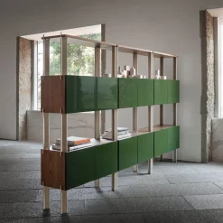Flexor Green Wood & Metal Bookshelf by Gio Ponti