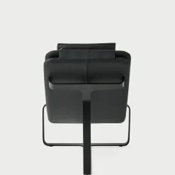 Flipt Black Leather Convertible Armchair and Chaise-longue