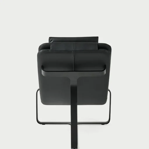 Flipt Black Leather Convertible Armchair and Chaise-longue
