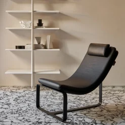 Flipt Black Leather Convertible Armchair and Chaise-longue