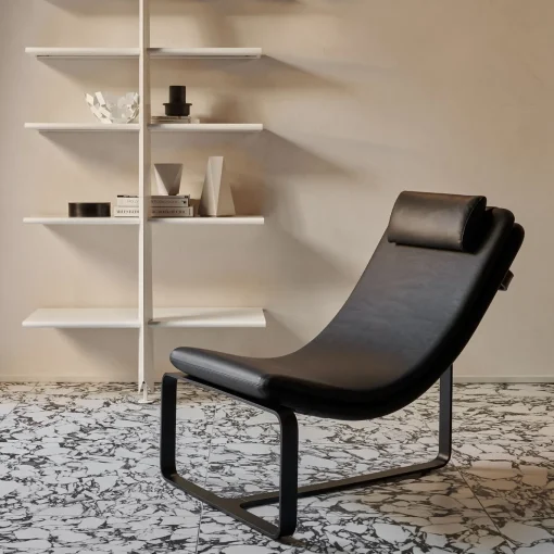 Flipt Black Leather Convertible Armchair and Chaise-longue
