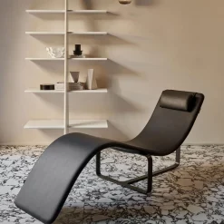 Flipt Black Leather Convertible Armchair and Chaise-longue