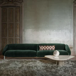 Flo Green Velvet 4-Seater Sofa by Lorenza Bozzoli