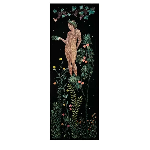 Florae Incantata Peach Tree Black Velvet Tapestry