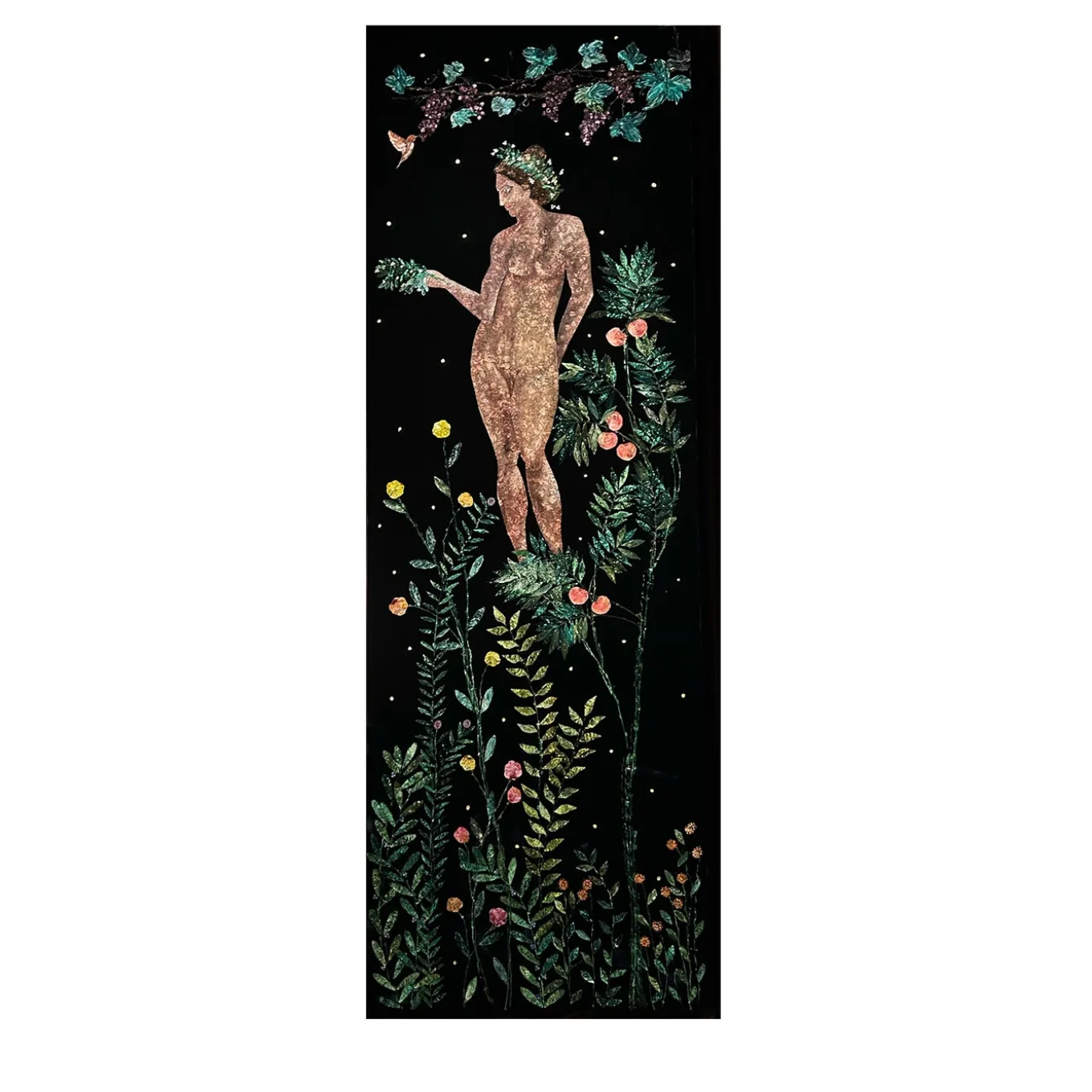 Florae Incantata Peach Tree Black Velvet Tapestry