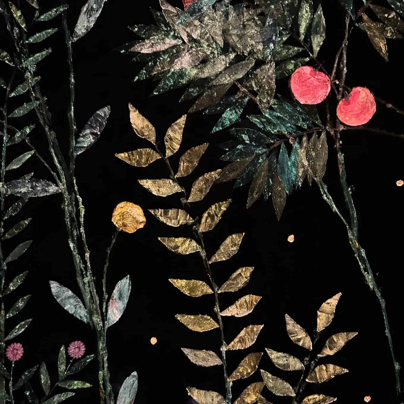 Florae Incantata Peach Tree Black Velvet Tapestry