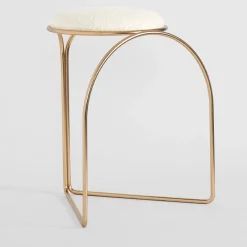 FLOW SCULPTURAL GOLD AND WHITE LOW STOOL