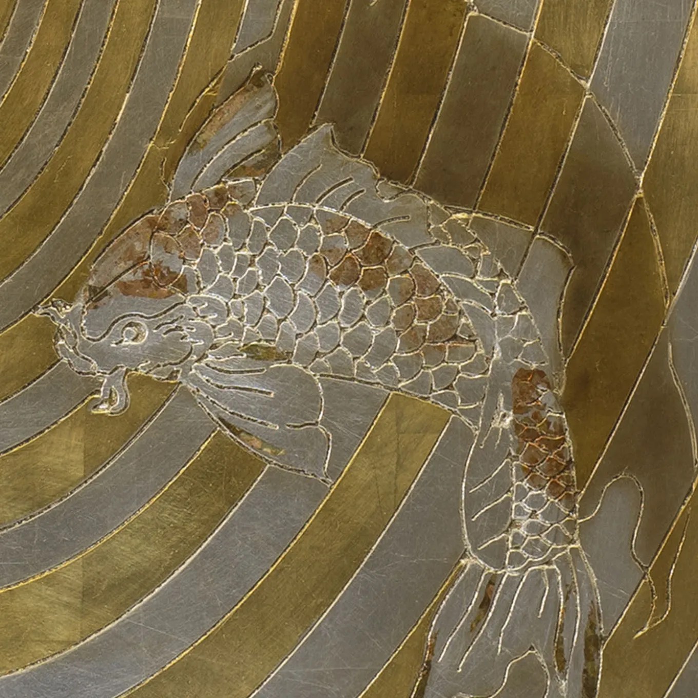 Fluctus Wood Engraving with Gold & Silver Leaf by Giuseppe Caiafa