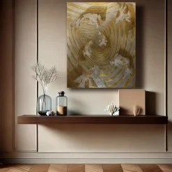 Fluctus Wood Engraving with Gold & Silver Leaf by Giuseppe Caiafa