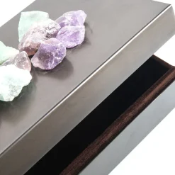 Fluorite Stones Brass Box