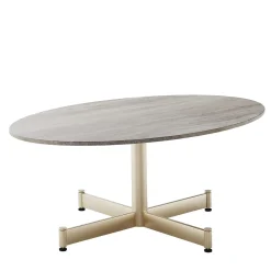Fly Oval Gray ceramic top & Champagne base Coffee Table by Braid Design Lab