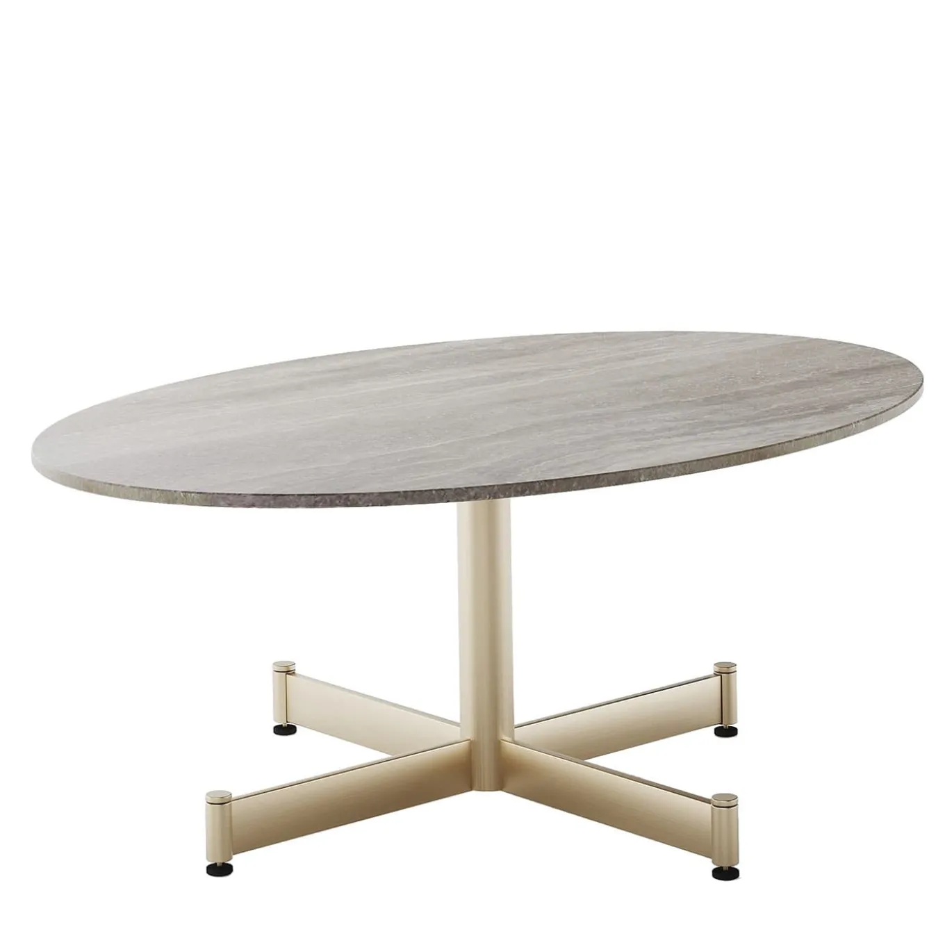 Fly Oval Gray ceramic top & Champagne base Coffee Table by Braid Design Lab