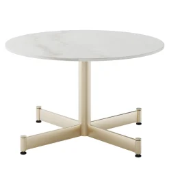 Fly Round White ceramic top & Champagne base coffe Table by Braid Design Lab