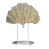Foglia di Ginkgo gold and transparent glass sculpture