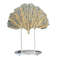 Foglia di Ginkgo gold and transparent glass sculpture