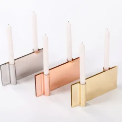 Folio Gold Candle Holder by Acconci-Bastiani