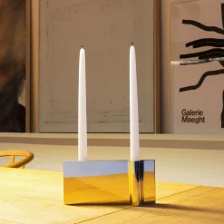 Folio Gold Candle Holder by Acconci-Bastiani