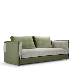Foy Gray and Green Three-Seater Sofa by Baldessari & Baldessari