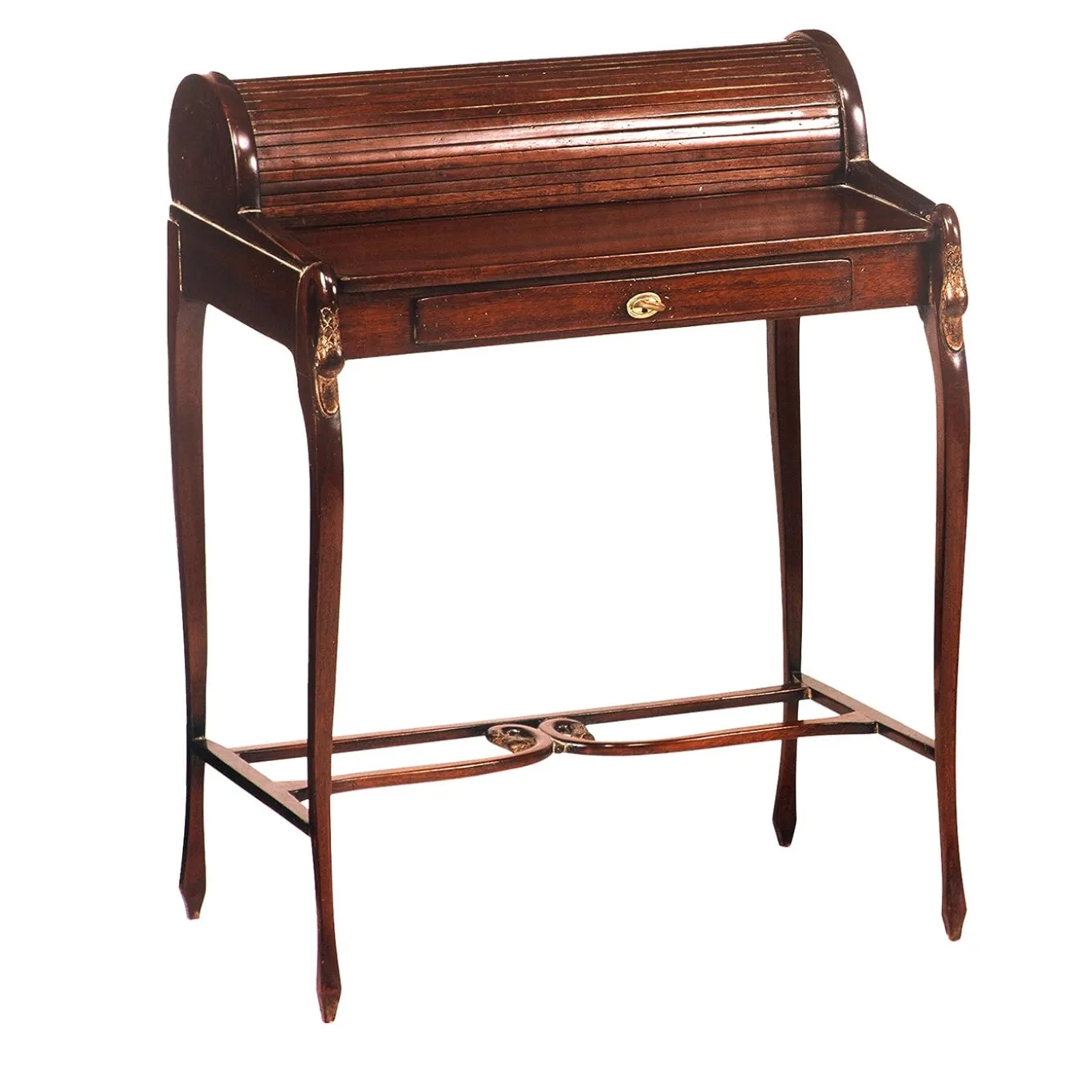 French Empire-Style Roll-Top Mahogany Writing Desk