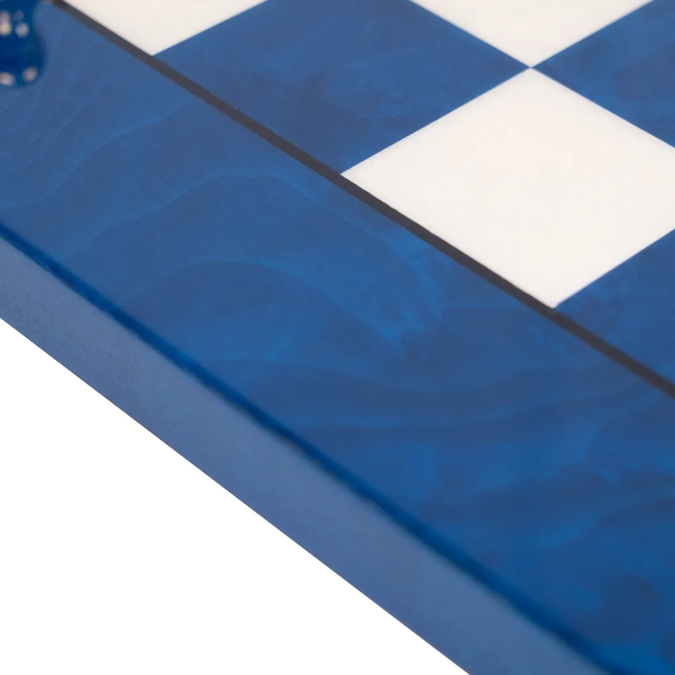 French Style Blue Brass Chess Set