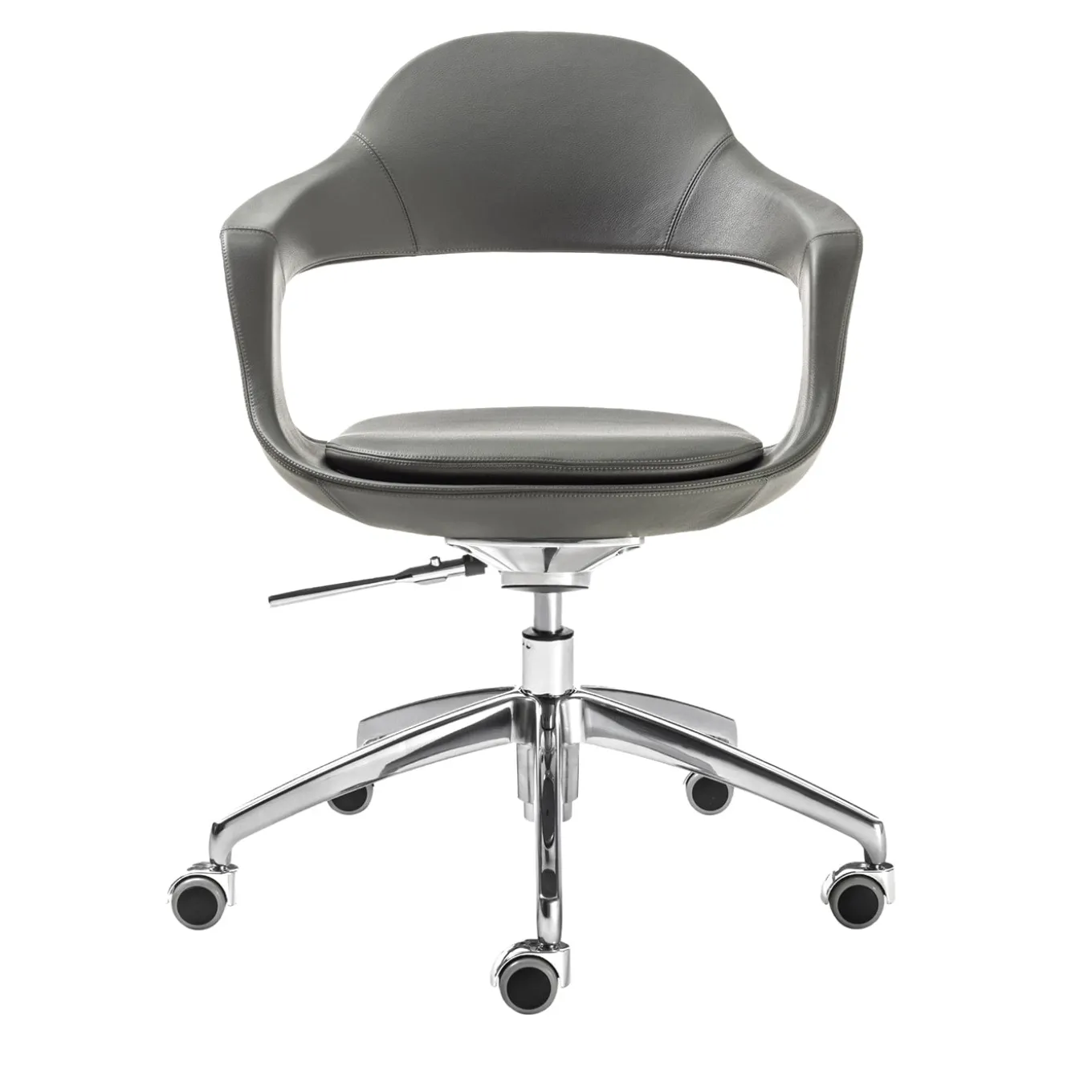 Frenchkiss Gray Leather Swivel Chair