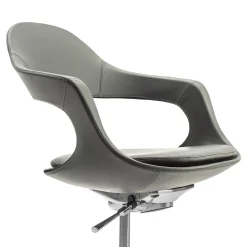 Frenchkiss Gray Leather Swivel Chair