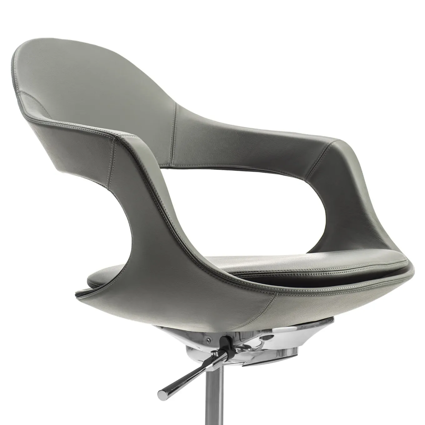 Frenchkiss Gray Leather Swivel Chair