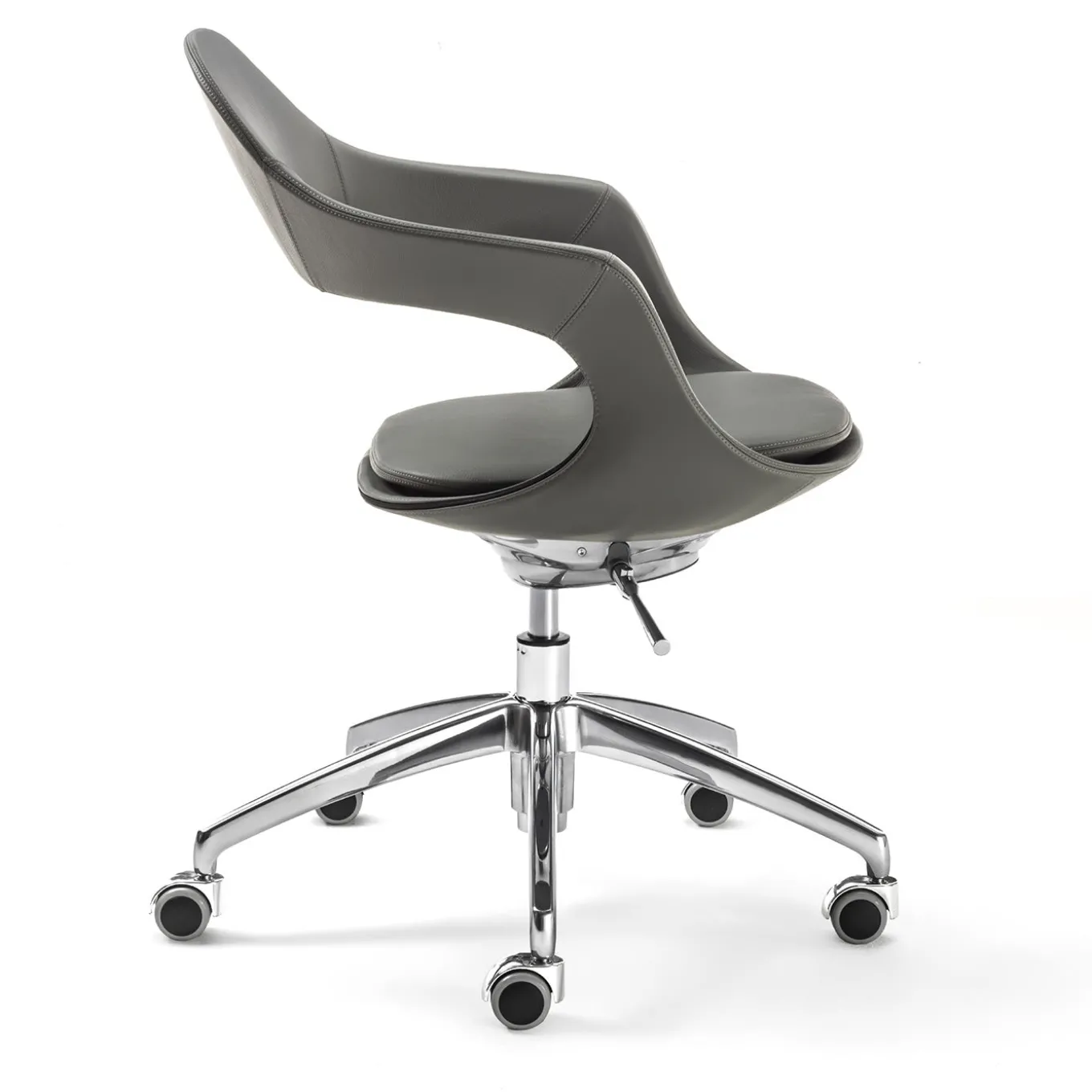 Frenchkiss Gray Leather Swivel Chair